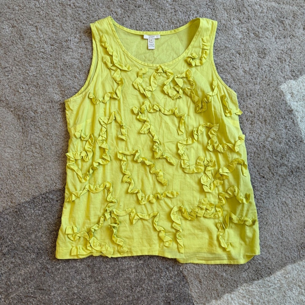 J.Crew Womens Chartreuse Ruffle Trim Cotton Sleeveless Top 21854 Size 12